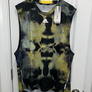 New Adidas Training Tennis Black Yellow Aeroready camo tank sleeveless shirt 💪